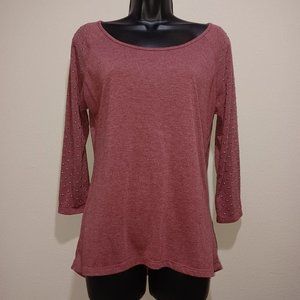 Wallflower Red Studded 3/4 Sleeve Crewneck Top Size L